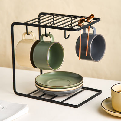 Nordic Design Style Handmade Ceramic Coffee Mug And Saucer Set For Sustainable Office