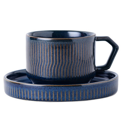 Reactive Glaze Latte Cups And Saucer Sustainable Cappuccino Mug For Restaurant Needs