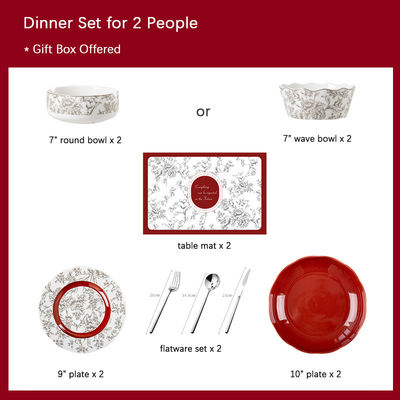 Valentine'S Day 6-Person Porcelain Tableware Gift Set For Wife Girlfriend Or Lovers